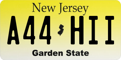 NJ license plate A44HII