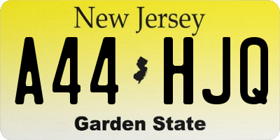 NJ license plate A44HJQ