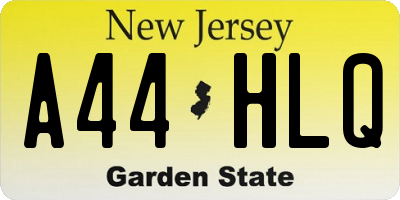 NJ license plate A44HLQ
