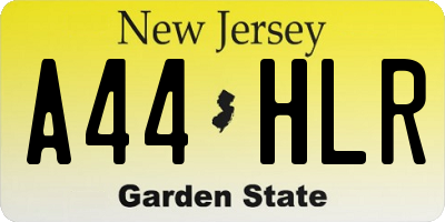 NJ license plate A44HLR