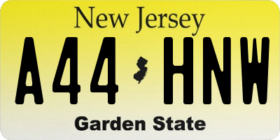 NJ license plate A44HNW