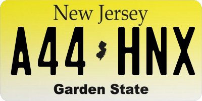 NJ license plate A44HNX