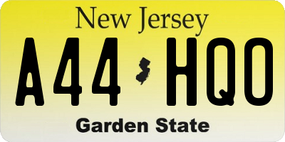 NJ license plate A44HQO