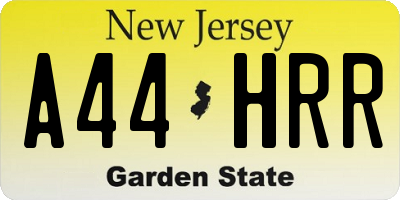 NJ license plate A44HRR