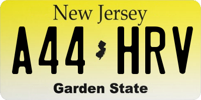 NJ license plate A44HRV