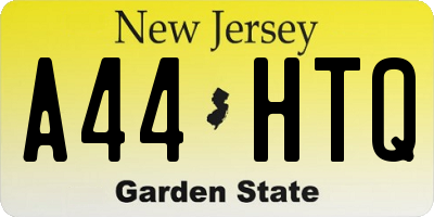 NJ license plate A44HTQ