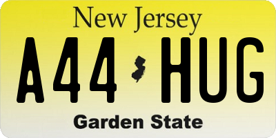 NJ license plate A44HUG