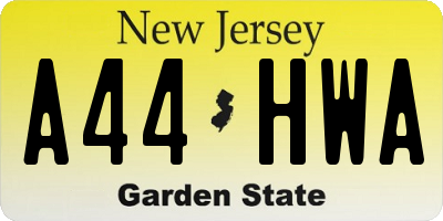 NJ license plate A44HWA