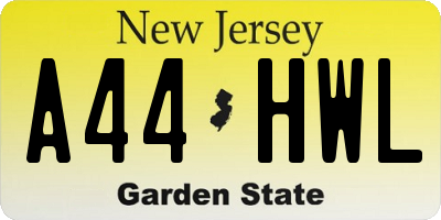 NJ license plate A44HWL