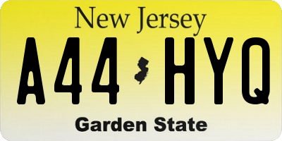 NJ license plate A44HYQ