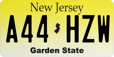 NJ license plate A44HZW