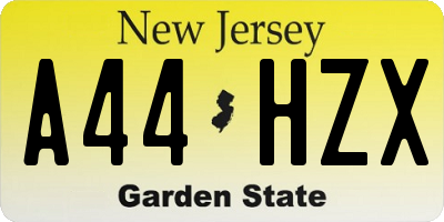 NJ license plate A44HZX