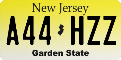 NJ license plate A44HZZ