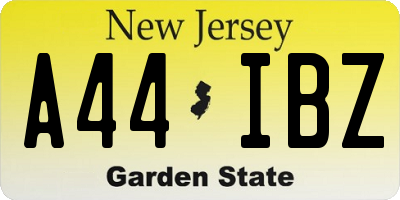 NJ license plate A44IBZ