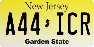 NJ license plate A44ICR