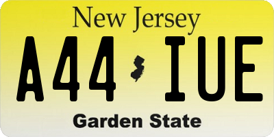 NJ license plate A44IUE