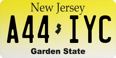 NJ license plate A44IYC