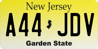 NJ license plate A44JDV