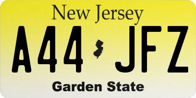 NJ license plate A44JFZ