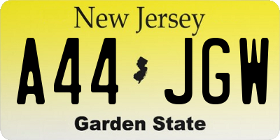NJ license plate A44JGW