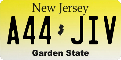 NJ license plate A44JIV