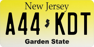 NJ license plate A44KDT