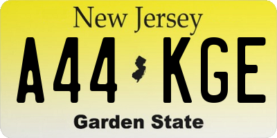 NJ license plate A44KGE