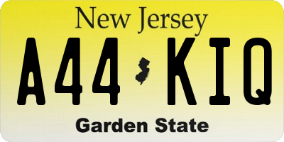 NJ license plate A44KIQ