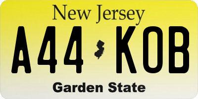 NJ license plate A44KOB