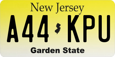 NJ license plate A44KPU