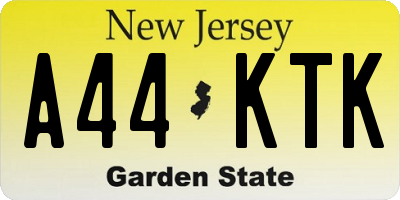 NJ license plate A44KTK