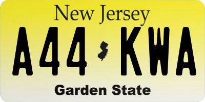 NJ license plate A44KWA