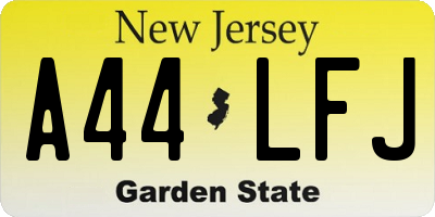 NJ license plate A44LFJ