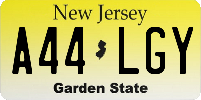 NJ license plate A44LGY