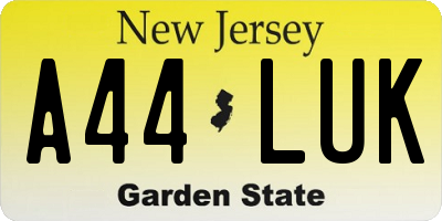 NJ license plate A44LUK