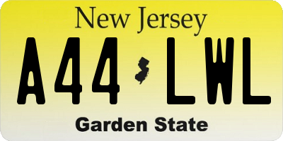 NJ license plate A44LWL