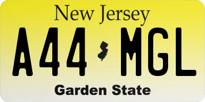 NJ license plate A44MGL