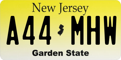 NJ license plate A44MHW