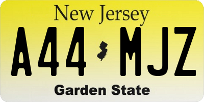 NJ license plate A44MJZ