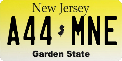 NJ license plate A44MNE