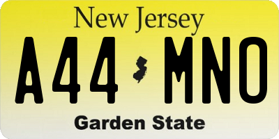 NJ license plate A44MNO