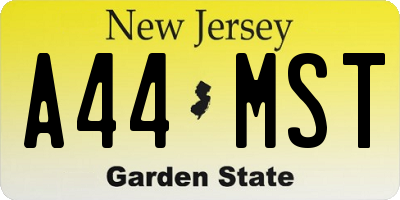 NJ license plate A44MST
