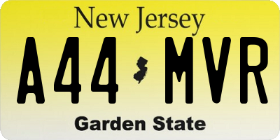 NJ license plate A44MVR