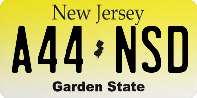 NJ license plate A44NSD