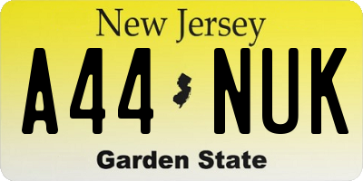 NJ license plate A44NUK