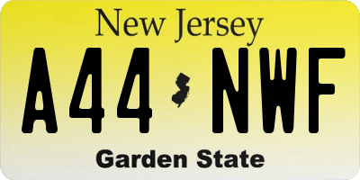 NJ license plate A44NWF