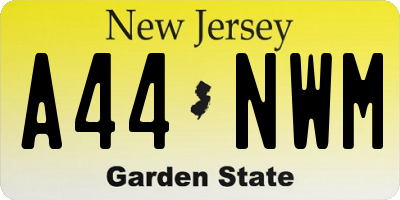 NJ license plate A44NWM
