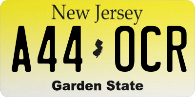 NJ license plate A44OCR