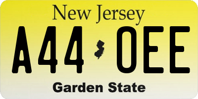 NJ license plate A44OEE