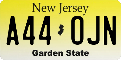 NJ license plate A44OJN